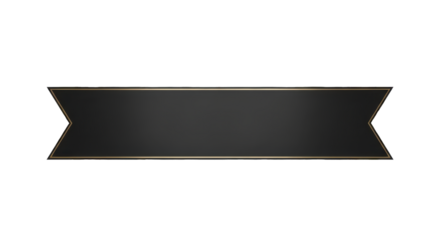 Elegant black ribbon banner with a subtle gold trim, isolated on a white background. Classic swallowtail design for labels and headings