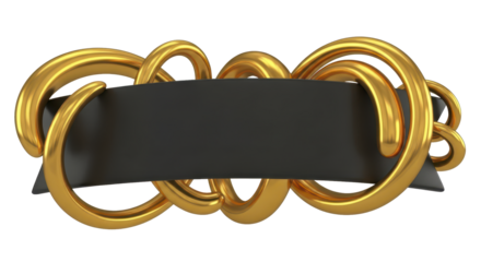 Elegant Gold Ornament with Black Ribbon for Titles, Headers, and Banners
