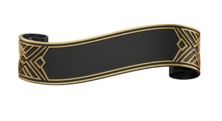 Elegant Black Banner with Gold Accents A Decorative Scroll for Text and Announcements