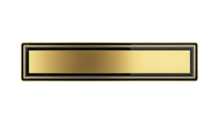 A sophisticated blank golden banner with a contrasting black frame, featuring a reflective metallic surface ideal for elegant design projects