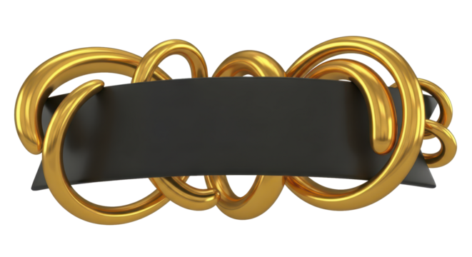 Elegant Gold Ornament with Black Ribbon for Titles, Headers, and Banners