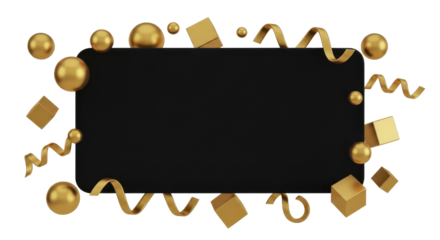 Elegant Black Banner with Gold Decorations Perfect for Announcements, Promotions, and Special Occasions