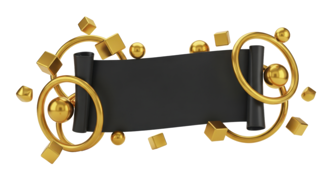 Elegant Golden Scroll with Geometric Shapes Decorative Banner for Celebrations