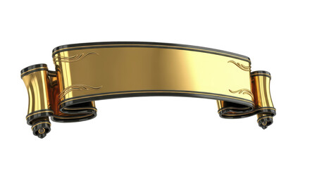 Ornate golden blank scroll banner with intricate black and gold detailing, an opulent frame for distinguished messages or classic event invitations and presentations