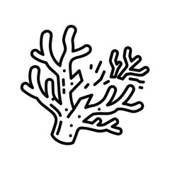 Black and White Outline Icon of Branching Coral