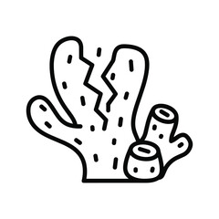 Broken Coral Reef Line Art Icon