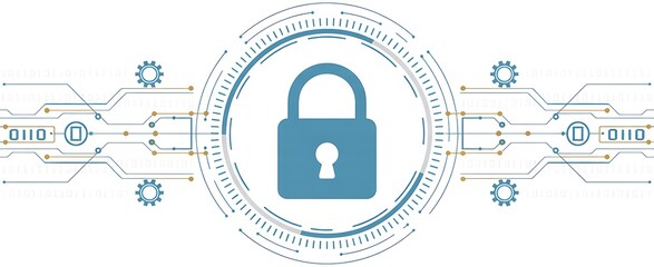 Cyber security digital data protection technology with a lock symbol