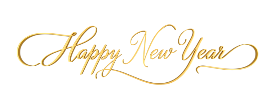 Happy new year text in 3d rendering isolated on white