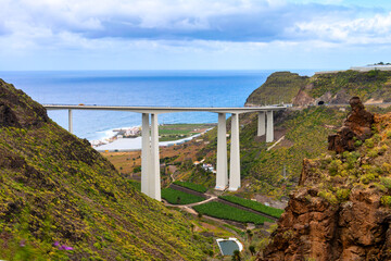 View of the Puente de Silva viaduct on the north coast of Gran Canaria, Canary Islands