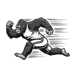 Gorilla athlete running fast in a sports outfit.