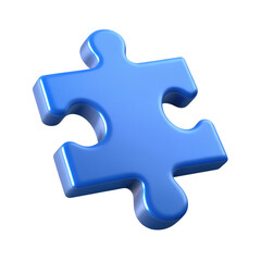 Obraz premium Blue Jigsaw Puzzle Piece 3d Rendering Isolated On 