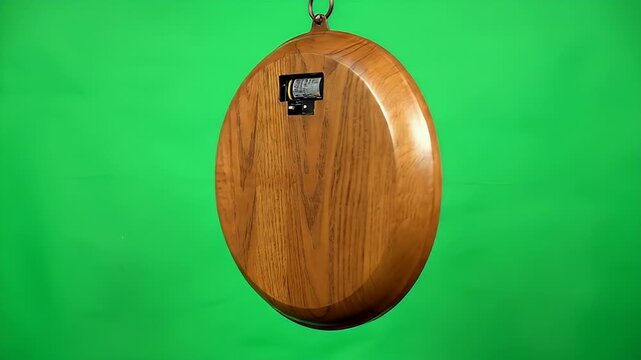 Vintage Hanging Clock On Green Studio Backdrop.
