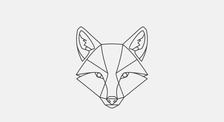 Minimalist Line Drawing of a Fox's Head with Sharp Geometric Features and Intuitive Design