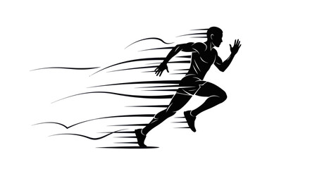 Dynamic silhouette of an athlete sprinting at high speed emphasizing motion and energy through