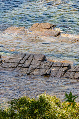 tessellated pavement rock formations at Taroona, Tasmania