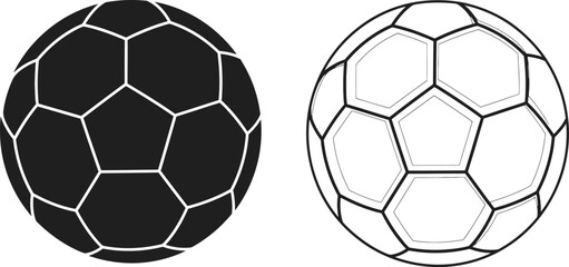 Fototapeta premium Two soccer balls in contrasting designs one dark one light