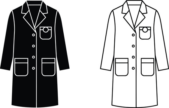 Black and white lab coats illustration medical apparel and protective wear design