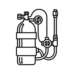 Scuba Diving Tank with Regulator Line Icon