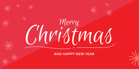 New year banner in classic stile. Red background, snowflake, text. Vector illustration 