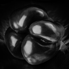 Bell pepper in black and white closeup