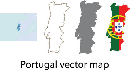 A high-quality and precisely designed Portugal vector map with accurate geographic borders and a clean, minimal outline style.