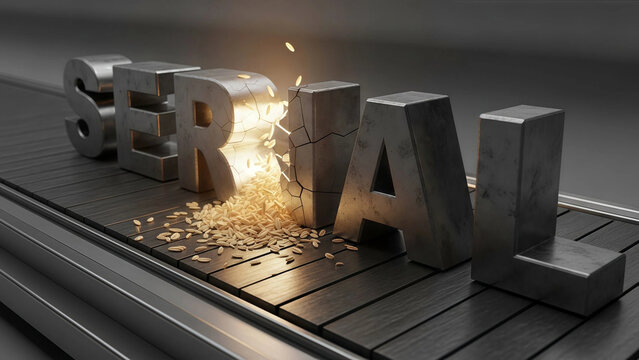 Serial processing metal text animation digital typography manufacturing automation conveyor belt design machine process