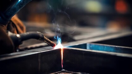 Medium shot of technician performing laser welding to repair a damaged mold highlighting precise restoration and focused craftsmanship in an industrial setting.