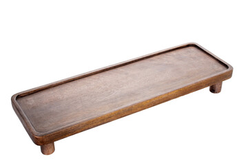 Wooden kitchen table isolated on white background, close-up.