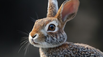 Close up view of a cute fluffy rabbit isolated on white background