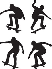  Skateboarding Silhouette Vector set