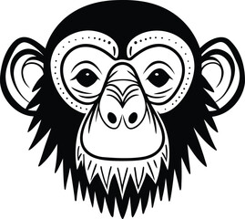 monkey head icon silhouette vector illustration
