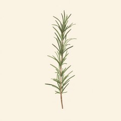 Obraz premium Minimal Botanical Rosemary Illustration with Soft Neutral Tones for Modern Natural Wall Art and Elegant Interior Decor