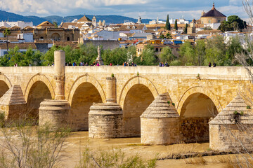 Roman bridge over Guadalquivir river in Cordoba, Andalusia, Spain