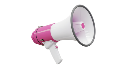 Pink and White Megaphone on White Background