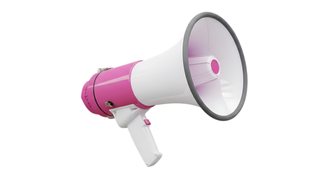 Pink and White Megaphone on White Background