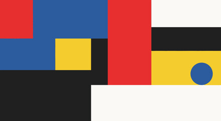 Geometric Abstraction: A Composition of Primary Colors and Shapes.