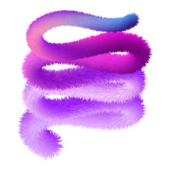 Abstract fluffy purple and blue gradient worm or pipe