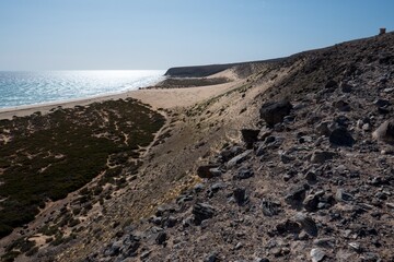 Risco del Paso, desert area in southeast Fuerteventura, Canary Islands, Spain.