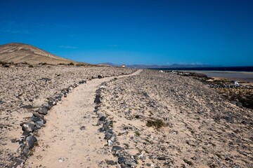 Risco del Paso, desert area in southeast Fuerteventura, Canary Islands, Spain.