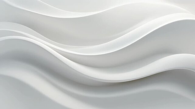 Abstract white background with elegant flowing waves and smooth curves creating a serene and modern texture.