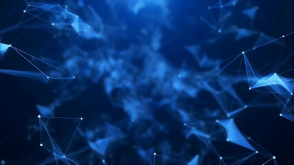 Abstract blue digital network with connecting lines and dots. - Powered by Adobe