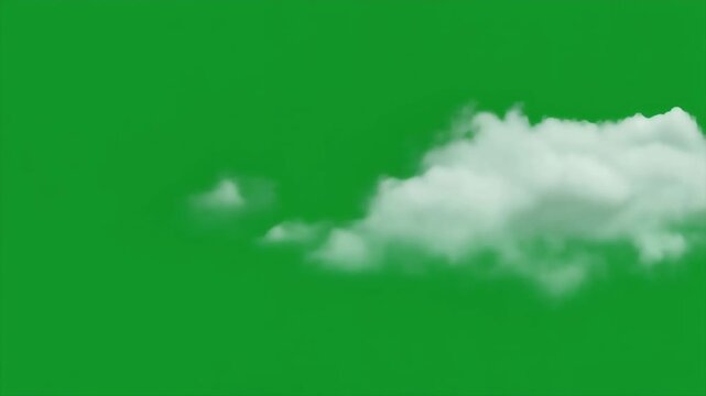 A single fluffy cloud against a vibrant green screen background.