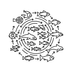 Ocean Food Web Cycle Illustration