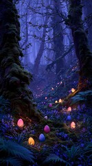 Eggs in a forest on Halloween