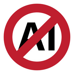  "No AI" symbol  to indicate that  content generated by artificial intelligence  is not allowed or not used