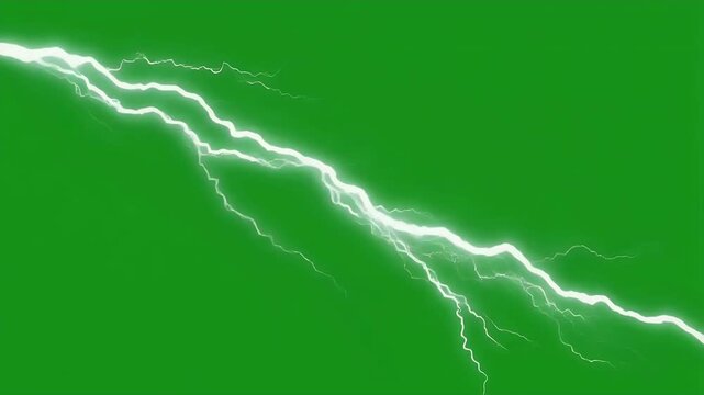 A bright white lightning bolt crackles across a green screen background.
