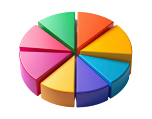 Minimal Flat Pie Chart Icon in Clean Graphic Style PNG