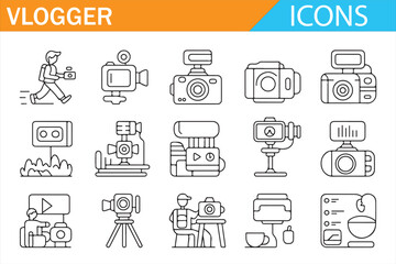 Video marketing and content creation outline icon collection