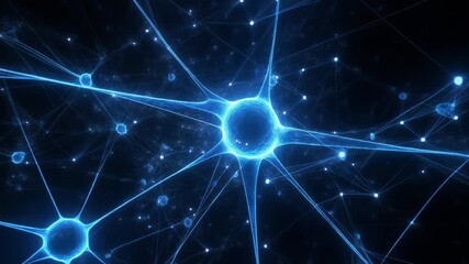 Abstract visualization of a dynamic neural network, depicting intricate glowing blue connections representing the human brain, artificial intelligence, or complex data processing systems - Powered by Adobe