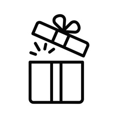 Open Gift Box with Sparkles Line Icon